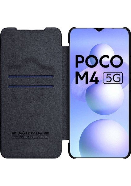 Xiaomi Için Qin Serisi Poco M4 5g Anti-Çizelge Anti-Çizelge Telefon Kılıfı Şok Geçirmez Pu Deri Folio Flip Telefon Kapak Kartı Tutucu-Black (Yurt Dışından)