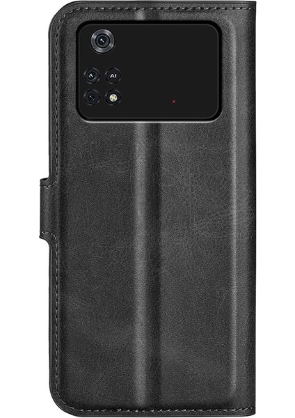 Xiaomi Için Poco M4 Pro 4g Manyetik Kıta Dokulu Pu Deri Kılıf Cüzdan Stand Flip Telefon Kapağı Black (Yurt Dışından) modelleri