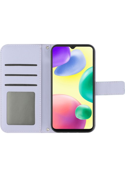 Xiaomi Redmi 10A Için Cilt Touch Cep Telefonu Kapağı, HT04 Ayçiçeği Baskılı Telefon Cüzdan Standı Kılıfı Manyetik Toka Pu Deri Kabuk Omuz Kayış Işık Morlu (Yurt Dışından) indirimleri