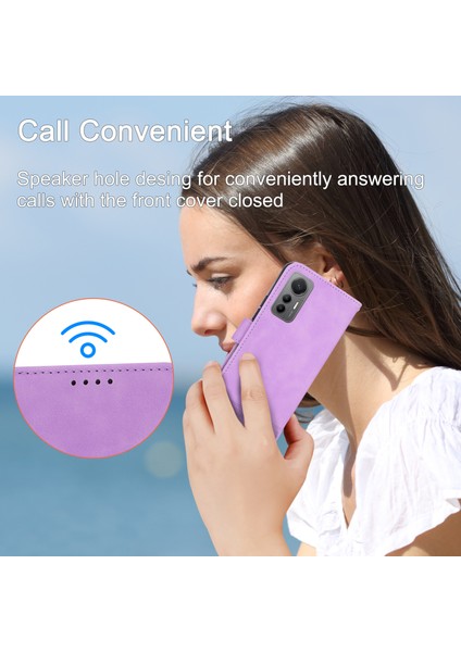 Dierfeng Df-03 Xiaomi Için 12 Lite 5g Deri Telefon Kılıfı Cüzdan Çizgileri Baskılı Desen Telefon Stand Kapak Morası (Yurt Dışından) fırsatları