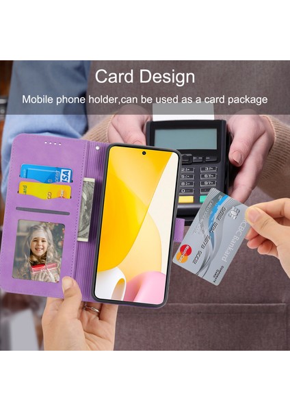 Dierfeng Df-03 Xiaomi Için 12 Lite 5g Deri Telefon Kılıfı Cüzdan Çizgileri Baskılı Desen Telefon Stand Kapak Morası (Yurt Dışından) indirimleri