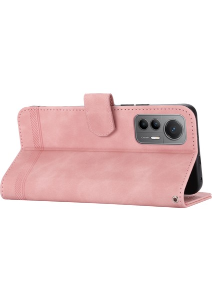 Dierfeng Df-03 Xiaomi Için 12 Lite 5g Deri Telefon Kılıfı Cüzdan Çizgileri Baskılı Desen Telefon Stand Kapak Pembe (Yurt Dışından) modelleri