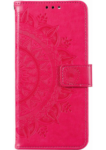 Xiaomi Için Redmi Note 11E 5g/redmi 10 5g/redmi 10 Prime+ 5g Contasion Anti-Cüzdan Stand Tasarımı Mandala Çiçek Pu Deri Telefon Flip Kapak Telefon Kasa-Kırmızı (Yurt Dışından)