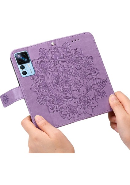 Xiaomi 12T 5g/redmi K50 Ultra 5G/12T Pro 5g Stand Cüzdan Pu Deri Kılıf Çiçeği Baskı Anti Kıvlatıcı Telefon Kapağı Strap-Purple ile (Yurt Dışından) indirimleri