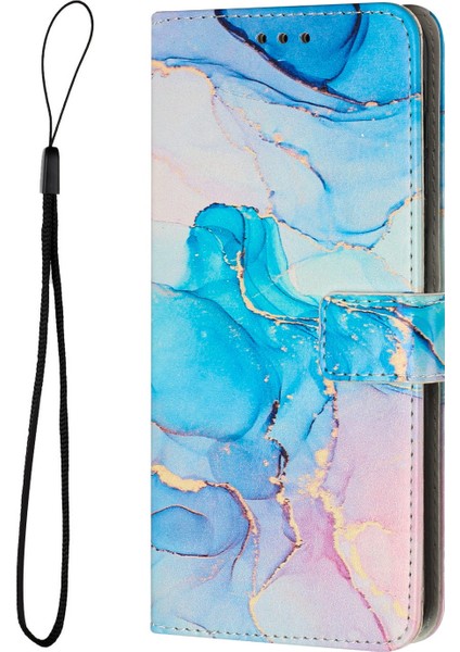 Xiaomi Için Redmi A1 4g / A2 4g Mermer Desen Baskı Telefon Kılıfı Pu Deri Stand Cüzdan Damla Geçirmez Kapak Pembe / Yeşil (Yurt Dışından)