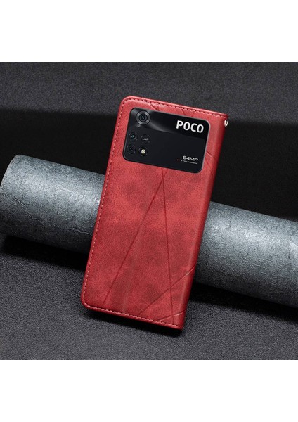 Xiaomi Için Poco M4 Pro 4g Pu Deri Kart Tutucu Baskıda Baskı Rhombus Desen Telefon Kılıfı Çanta-Kırmızı (Yurt Dışından) indirimleri
