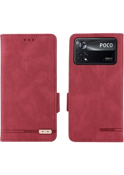 Xiaomi Için Poco X4 Pro 5g Stand Cüzdan Deri Kılıf Donanım Tasarımı Manyetik Toka Telefon Kapak-Rose (Yurt Dışından)