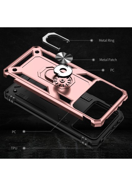 Xiaomi Poco X4 Pro 5g Yüzük Kickstand Telefon Kasası Yumuşak Tpu+Sert Pc Askeri Şok Geçirmez Koruyucu Koruyucu Kapak Golü (Yurt Dışından) modelleri