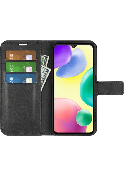 Dokulu Pu Deri Koruyucu Kapak Xiaomi Redmi 10A, Square Manyetik Toka Cüzdan Stand Telefon Kılıfı Black (Yurt Dışından) fiyatları