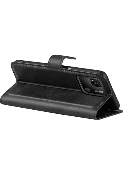 Dokulu Pu Deri Koruyucu Kapak Xiaomi Redmi 10A, Square Manyetik Toka Cüzdan Stand Telefon Kılıfı Black (Yurt Dışından) fırsatları