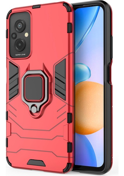 Xiaomi Redmi Için 11 Prime 4g Ring Tutucu Kickstand Telefon Kasası Sabit Pc Yumuşak Tpu Anti-Drop Koruyucu Kapak-Kırmızı (Yurt Dışından)
