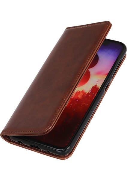 Xiaomi Poco M5 Için 5g/4g Cowhide Doku Bölünmüş Deri Telefon Kılıfı Manyetik Otomatik Kapanış Stand Standı Cüzdan Anti-Çizelge Kapak Kavurası (Yurt Dışından)