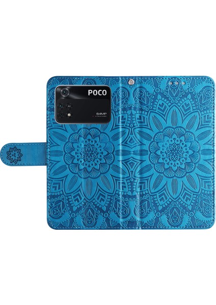 Xiaomi Için Poco M4 Pro 4g Ayçiçeği Baskılı Telefon Kılıfı Pu Deri Cüzdan Stand Sıralamaya Dayanıklı Flip Telefon Kapağı Bilek Kayış Mavisi (Yurt Dışından) indirimleri