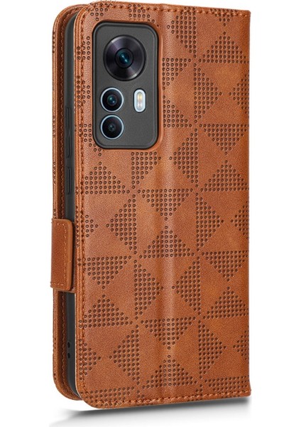 Xiaomi 12T 5g/redmi K50 Ultra 5g, Baskılı Üçgen Desen Pu Deri Cüzdan Stand Folio Flip Koruyucu Kapak Kahverengi (Yurt Dışından) indirimleri