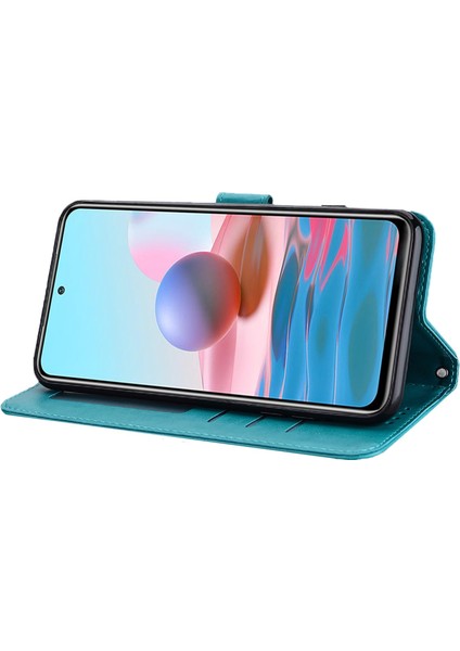 4U Sky Xiaomi Için Redmi 10A Geyik Ağacı Deseni Baskılı Pu Deri Kapak Manyetik Toka Folio Flip Case Stand-Mavi ile (Yurt Dışından)