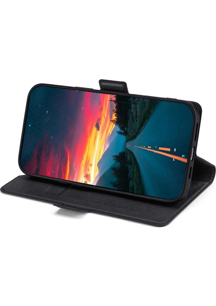 Xiaomi Için Redmi K50 Ultra 5G/12T 5g Stand Kartı Tutucu Pu Deri Deri Çift Manyetik Toka Folio Flip Cover-Black (Yurt Dışından)