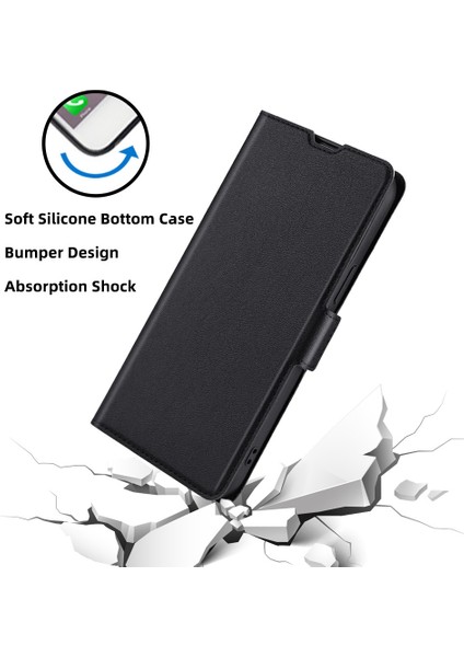Xiaomi Için Redmi K50 Ultra 5G/12T 5g Stand Kartı Tutucu Pu Deri Deri Çift Manyetik Toka Folio Flip Cover-Black (Yurt Dışından)