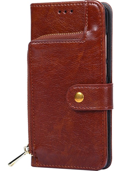 Xiaomi Için Redmi A1 4g/a2 4g Fermuar Cep Pu Deri Deri Stand Cüzdan Kılıfı Folio Flip Şok Geçirmez Telefon Kapağı Kullanışlı Kayış-Kahverengi (Yurt Dışından) indirimleri