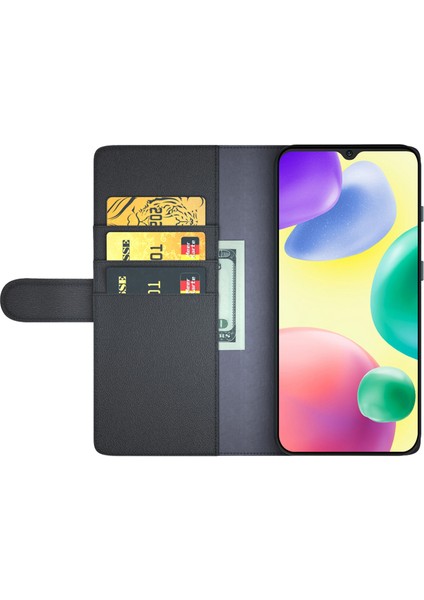 Xiaomi Için Redmi 10A Orijinal Bölünmüş Deri+Tpu Protector Giyim Dayanıklı Cüzdan Stili Stand Telefon Kabuğu Kapak Black (Yurt Dışından) fiyatları