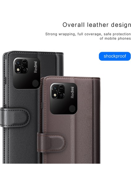 Xiaomi Için Redmi 10A Orijinal Bölünmüş Deri+Tpu Protector Giyim Dayanıklı Cüzdan Stili Stand Telefon Kabuğu Kapak Black (Yurt Dışından) fırsatları