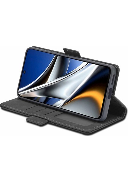 Xiaomi Için Poco M4 Pro 4g Şok Geçirmez Flip Cüzdan Kılıfı Pu Deri Deri Telefon Koruyucu Kapak Stand-Black (Yurt Dışından) modelleri