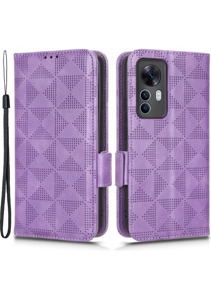 Xiaomi 12T 5g/redmi K50 Ultra 5g Için Şok Geçirmez Telefon Kılıfı, Baskılı Üçgen Desen Pu Deri Cüzdan Stand Folio Flip Koruyucu Kapak-Doğru (Yurt Dışından)