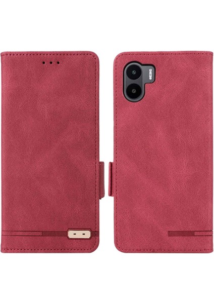 Xiaomi Için Redmi A1 4g/a2 4g Pu Deri Cüzdan Telefon Kılıfı Donanım Dekor Manyetik Kapatma Stand Folio Şok Geçirmez Tam Koruma Kapak-Kırmızı (Yurt Dışından) fiyatları
