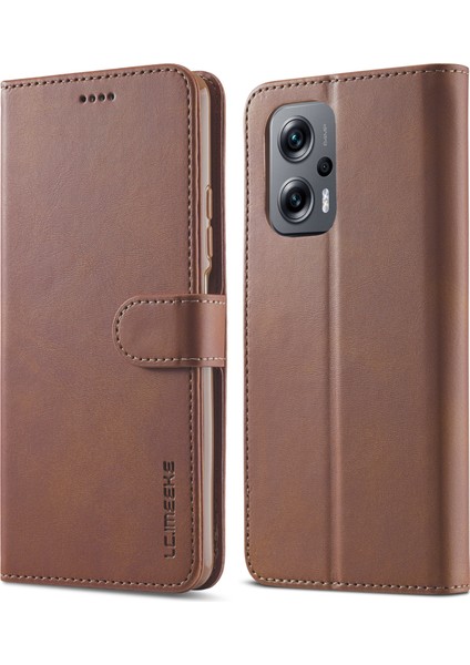Xiaomi Için Redmi 10 5g/poco M5 4g/m4 5g/redmı Not 11E 5g/redmi 10 Prime+ 5g/11 Prime 5g Telefon Cüzdan Kılıf Pu Deri Deri Stand Manyetik Telefon Kapak-Kahverengi (Yurt Dışından)
