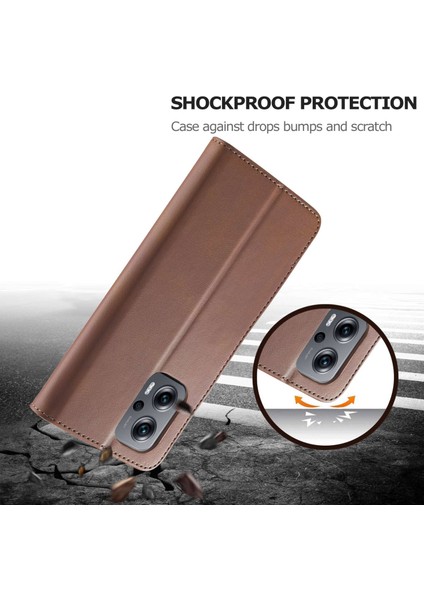Xiaomi Için Redmi 10 5g/poco M5 4g/m4 5g/redmı Not 11E 5g/redmi 10 Prime+ 5g/11 Prime 5g Telefon Cüzdan Kılıf Pu Deri Deri Stand Manyetik Telefon Kapak-Kahverengi (Yurt Dışından) indirimleri