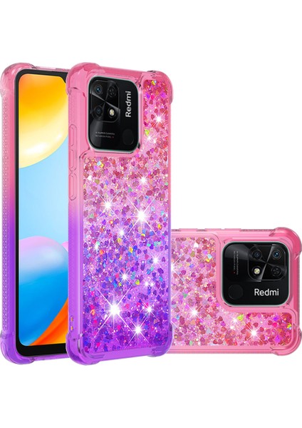 Xiaomi Redmi Için Yb Quicksand 10C Glitter Kasa Gradyan ve Akan Sıvı Yumuşak Tpu Yastık Telefon Kapak-Pembe/mor (Yurt Dışından) fiyatları