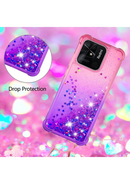 Xiaomi Redmi Için Yb Quicksand 10C Glitter Kasa Gradyan ve Akan Sıvı Yumuşak Tpu Yastık Telefon Kapak-Pembe/mor (Yurt Dışından) indirimleri
