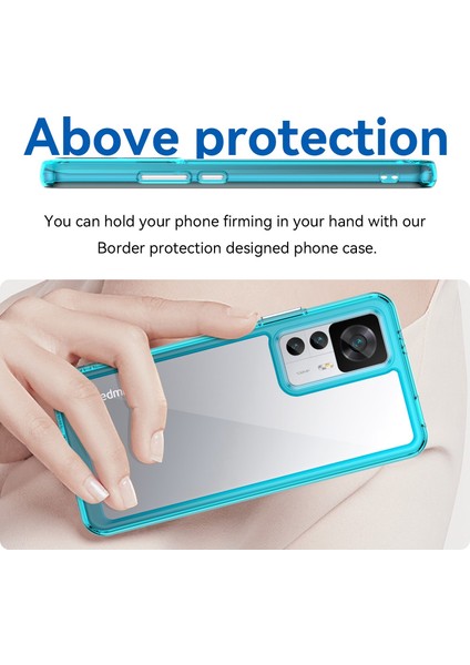 Xiaomi 12T 5g Telefon Kasası Için, Düşme Geçirmez Cep Telefonu Kabuğu Tpu Tampon+Akrilik Geri Koruyucu Kapak-Şeffaf Mavi (Yurt Dışından) modelleri