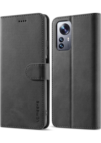 Xiaomi Için 12 Lite Pu Deri Cüzdan Kasası Şok Emici Standı Koruyucu Telefon Kapak-Siyah (Yurt Dışından)