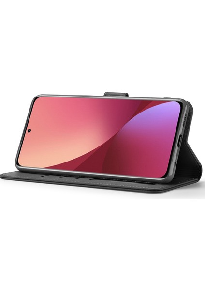 Xiaomi Için 12 Lite Pu Deri Cüzdan Kasası Şok Emici Standı Koruyucu Telefon Kapak-Siyah (Yurt Dışından) modelleri