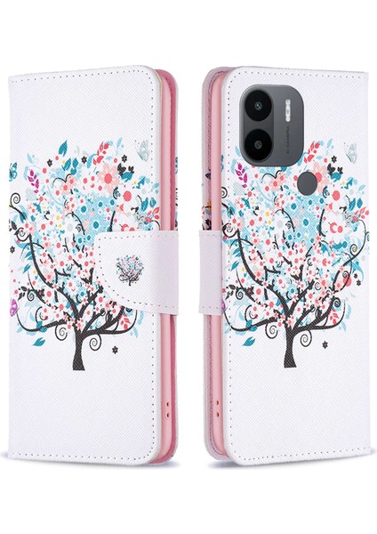 Xiaomi Redmi A1 4g/a2 4g/a1+ 4g/a2+ 4g/poco C50 4g Cüzdan Kılıfı Düşüş Pu Deri Deri Manyetik Kapatma Deseni Flip Stand Telefon Kapak Çiçeği Ağacı (Yurt Dışından)