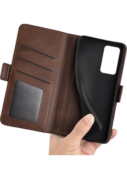 Xiaomi Için Poco F4 5g/redmi K40S 5g Çift Manyetik Toka Telefon Kapağı Dokulu Pu Deri Tpu Kılıfı Cüzdan Stand-Brown (Yurt Dışından) fırsatları