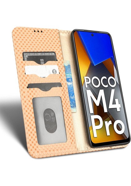 Xiaomi Poco M4 Pro 4g Için Pu Deri Telefon Kapağı, Baskılı Izgara Desen Standı Durumu Manyetik Otomatik Emzik Cüzdan Kılıf Bej (Yurt Dışından) fiyatları