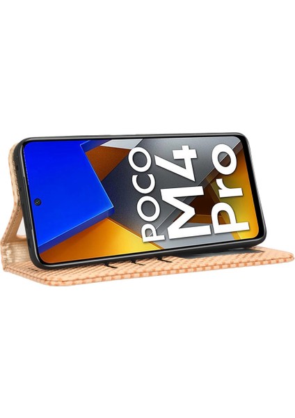 Xiaomi Poco M4 Pro 4g Için Pu Deri Telefon Kapağı, Baskılı Izgara Desen Standı Durumu Manyetik Otomatik Emzik Cüzdan Kılıf Bej (Yurt Dışından) modelleri
