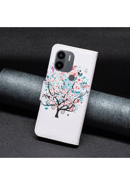 Xiaomi Redmi A1 4g/a2 4g/a1+ 4g/a2+ 4g/poco C50 4g Cüzdan Kılıfı Düşüş Pu Deri Deri Manyetik Kapatma Deseni Flip Stand Telefon Kapak Çiçeği Ağacı (Yurt Dışından)