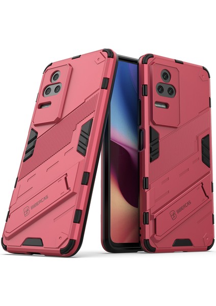 Xiaomi Için Poco F4 5g/redmi K40S 5g Gizli Kickstand Tasarım Sabit Pc+Yumuşak Tpu Hibrid Telefon Kılıfı Kabuk Rose (Yurt Dışından)