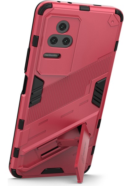 Xiaomi Için Poco F4 5g/redmi K40S 5g Gizli Kickstand Tasarım Sabit Pc+Yumuşak Tpu Hibrid Telefon Kılıfı Kabuk Rose (Yurt Dışından)