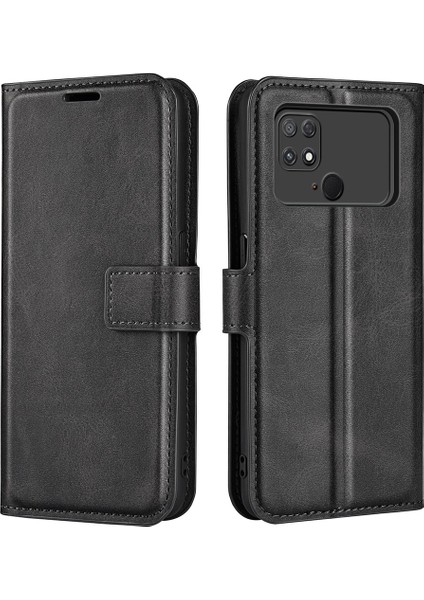 Xiaomi Için Poco C40 4g Pu Deri Telefon Kılıf Buzağı Doku Stand Cüzdan Manyetik Flip Telefon Kapağı Black (Yurt Dışından)