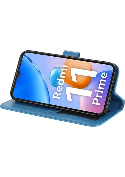 Xiaomi Redmi Için 11 Prime 4g Çiçek Baskı Pu Deri Kılıf Manyetik Toka Standı Cüzdan Şok Geçirmez Telefon Kapağı Strap-Mavi ile (Yurt Dışından) modelleri