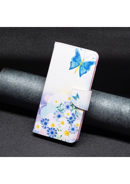 Xiaomi Redmi A1 4g/a2 4g/a1+ 4g/a2+ 4g/poco C50 4g Cüzdan Kılıfı Düşüş Pu Deri Deri Manyetik Kapatma Deseni Dönüşü Stand Telefon Kapağı Butterfly ve Çiçekler (Yurt Dışından)