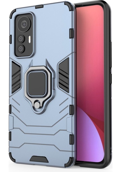Xiaomi 12 Lite 5g Için Ring Tutucu Kickstand Telefon Kılıfı, Şok Geçirmez Anti-Drop Yumuşak Tpu+Sert Pc Kabuk-Mavi (Yurt Dışından)