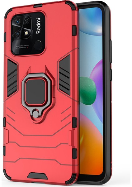 Xiaomi Redmi 10C Için Ring Tutucu Kickstand Telefon Kılıfı, Yumuşak Tpu+Sabit Pc Damla Geçirmez Koruyucu Kapak-Kırmızı (Yurt Dışından) modelleri