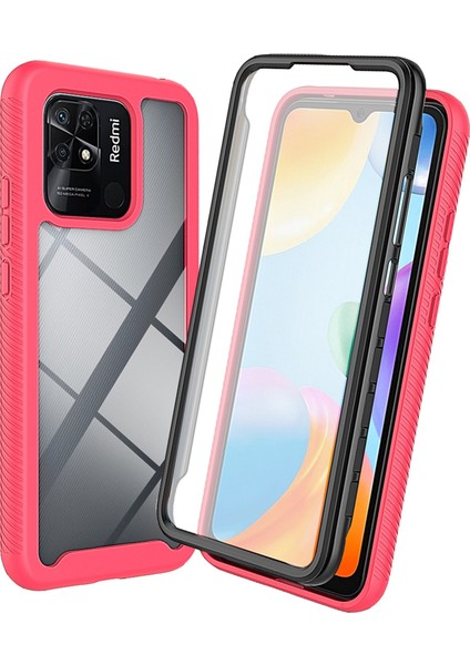 Xiaomi Redmi 10C Için Pc+Tpu Hibrit Kılıf, Pet Ekranı Koruyucu-Pink ile Tam Kaplama Giyim Dayanıklı 3'ü 1 Arada Cep Telefon Kabuğu (Yurt Dışından)