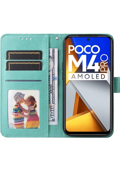 Xiaomi Için Poco M4 Pro 4g Ayçiçeği Baskılı Telefon Kılıfı Pu Deri Cüzdan Stand Sıçrama Dayanıklı Flip Telefon Kapağı Bilek Kayış-Yeşil ile (Yurt Dışından) fiyatları