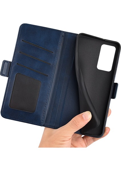 Xiaomi Için Poco F4 5g/redmi K40S 5g Çift Manyetik Toka Telefon Kapağı Dokulu Pu Deri Tpu Kılıfı Cüzdan Stand-Mavi (Yurt Dışından) fırsatları