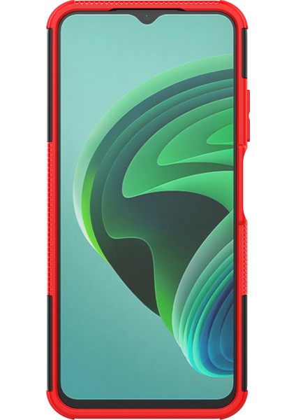 Xiaomi Redmi Için Not 11E 5g/10 5g/10 Prime+ 5g Lastik Doku Şok-Absorpsiyon Kapağı Kickstand Combo Pc+ Tpu Çift Katman Tasarımı Koruyucu Telefon Kasası-Kırmızı (Yurt Dışından)